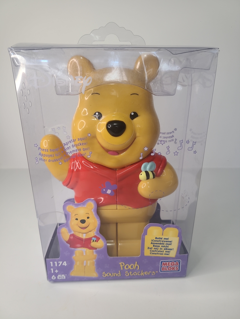 RARE Winnie Pooh Bear Disney Mega Bloks Sound Stackers Build Blocks Vintage 2005